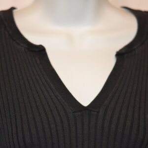Calvin Klein Jeans Sweater Top Quality Vintage V-Neck Ribbed Black Fitted Large